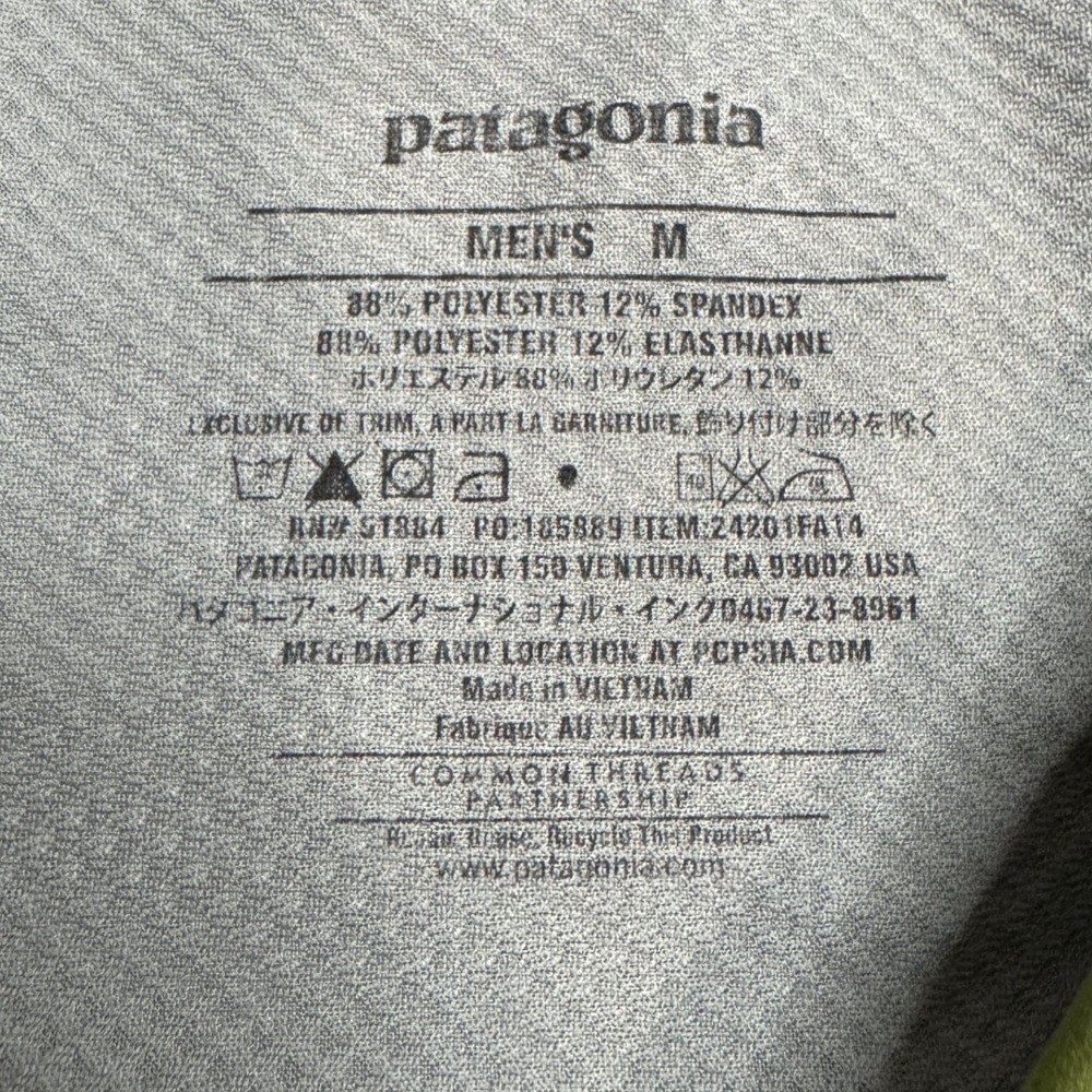 Patagonia Men's Long Sleeve Half Zip Hoodie Olive Green Running Top - Medium - Picture 7 of 8